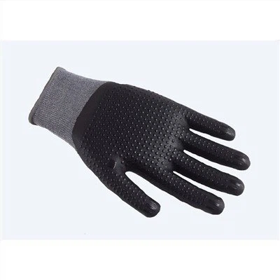 Llwyd Gwyn Nylon Spandex Gorchuddio Ewyn Gorchuddio Maneg Dotiog Nitrile